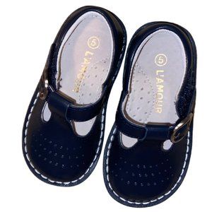 NWOT Size 5 Toddler Navy L'Amour T-Strap Shoes